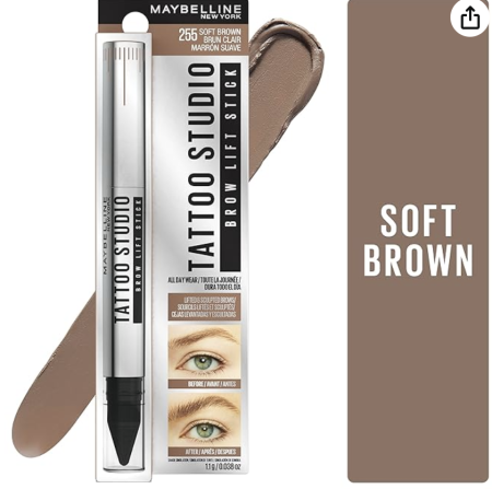 Maybelline TattooStudio Brow Lift Stick Makeup with Tinted Wax Conditioning Complex - 255 soft brown